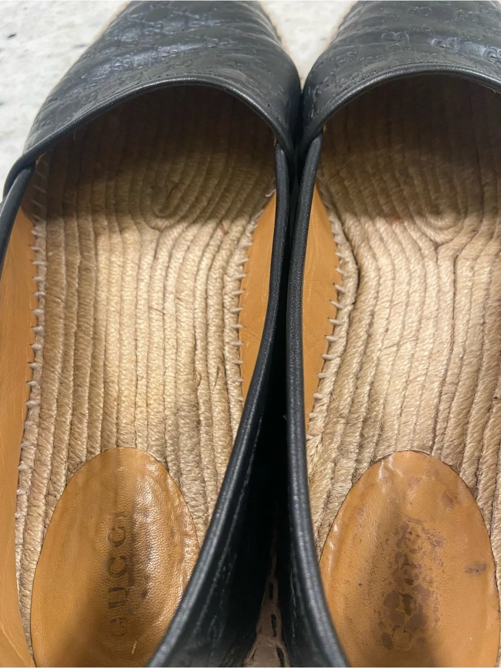 Gucci black microguccissima leather espadrilles size 41